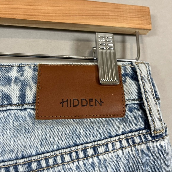 Hidden Button Fly Distressed Raw Hem Denim Jeans - Picture 7 of 15